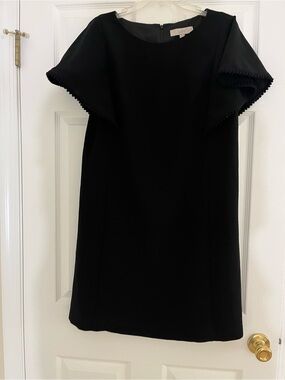 LOFT Black Flutter-Sleeve Mini Shift Dress